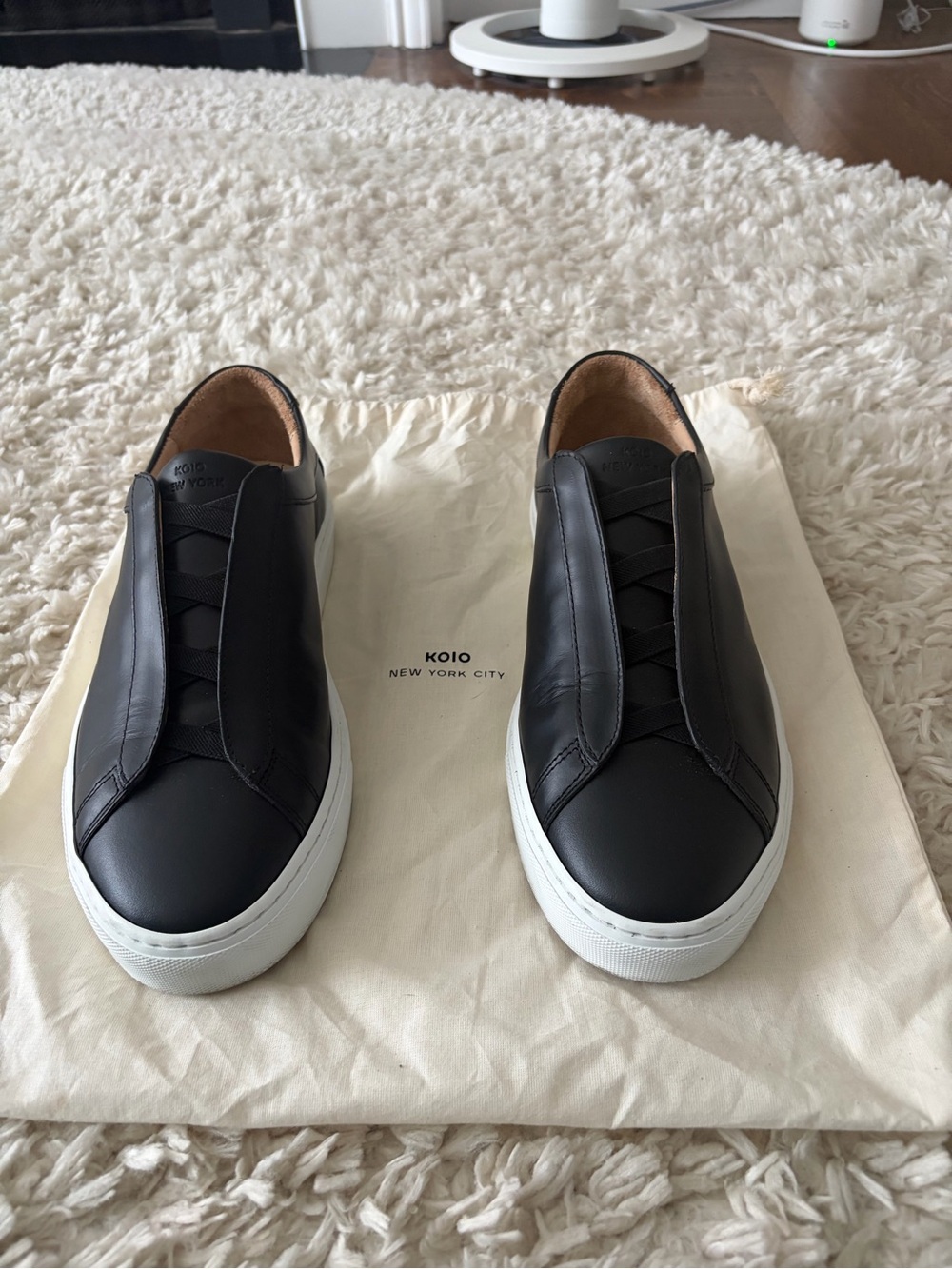Koio Capri X Slip-On Sneakers Black Leather Men's Size 9 - Picture 2 of 12